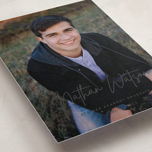 This is a granite graduation announcements with standard by Sara Hicks Malone called signed printing on recycled smooth signature in grand