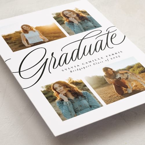 This is a newspaper graduation announcements with standard by Lea Delaveris called classic quad printing on recycled smooth signature in grand