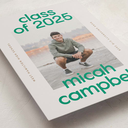 This is a grass graduation announcements with standard by Jackie Crawford called school color duo printing on recycled smooth signature in grand