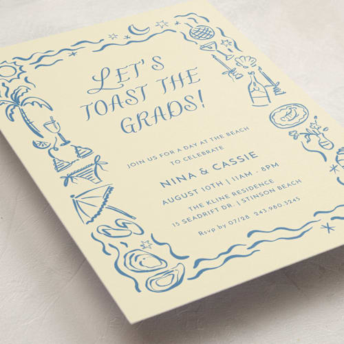 This is a sea graduation invitations with standard by Pati Cascino called on the coast printing on signature in grand