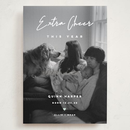 This is a snow babys first christmas with standard by fatfatin called extra cheer printing on recycled smooth signature in grand