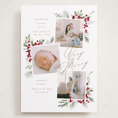 This is a snow babys first christmas with standard by Leah Bisch called very merry printing on recycled smooth signature in grand