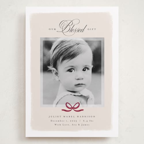 This is a vanilla babys first christmas with standard by Nicoletta Savod called our blessed gift printing on recycled smooth signature in grand