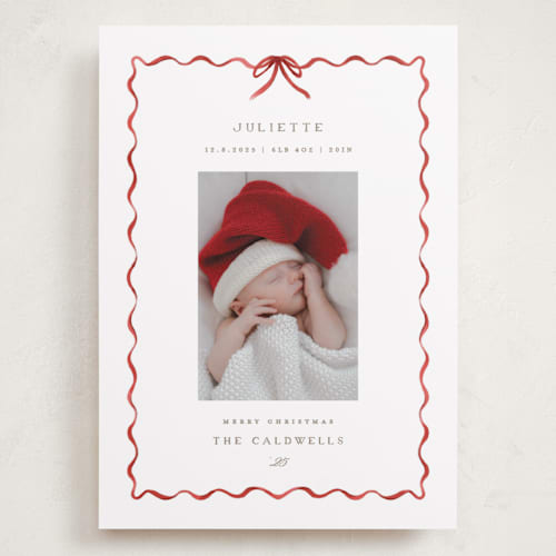 This is a crimson babys first christmas with standard by Grae called lovely holiday printing on recycled smooth signature in grand