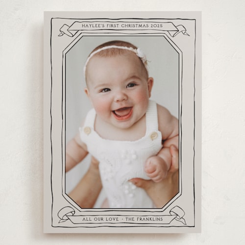 This is a midnight babys first christmas with standard by Inkblot Design called scroll printing on recycled smooth signature in grand