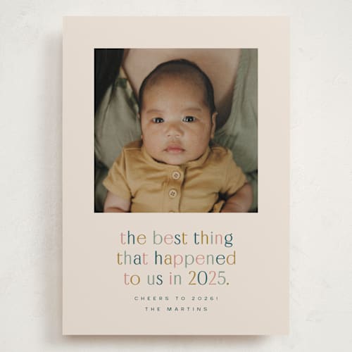 This is a teal babys first christmas with standard by Ellen Schlegelmilch called the best thing printing on recycled smooth signature in grand