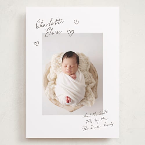 This is a sand grand birth announcements with standard by Pixel and Hank called written printing on recycled smooth signature in grand
