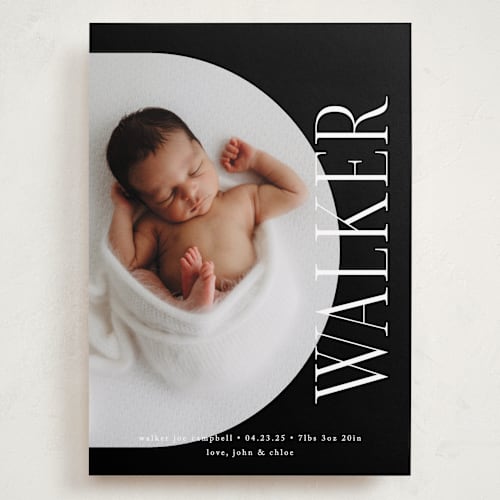 This is a iron grand birth announcements with standard by Brianne Larsen called round printing on recycled smooth signature in grand