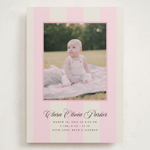 This is a fragola grand birth announcements with standard by Megan Davis called gelato printing on smooth signature in grand
