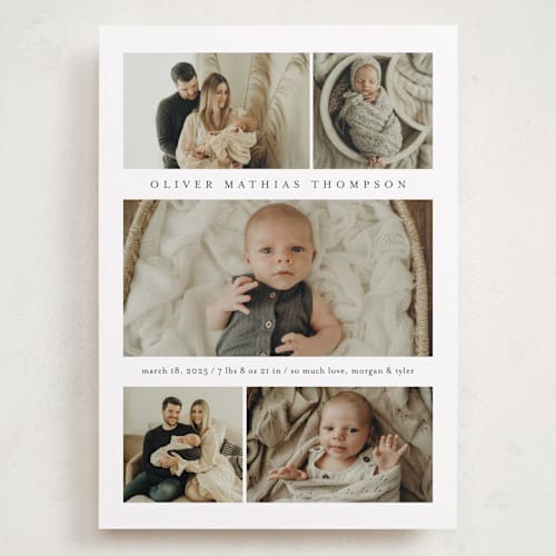 This is a cloud grand birth announcements with standard by Heather Schertzer called too cute printing on smooth signature in grand