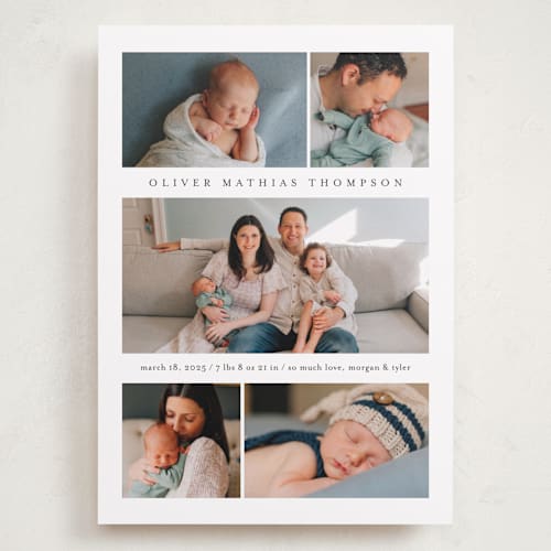 This is a cloud grand birth announcements with standard by Heather Schertzer called too cute printing on recycled smooth signature in grand