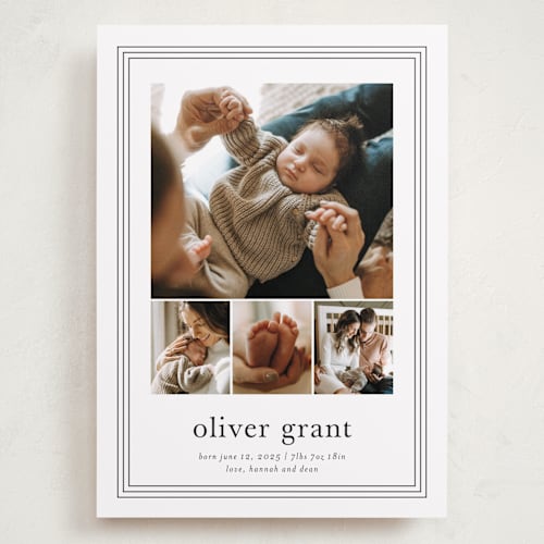 This is a cotton grand birth announcements with standard by Stacey Meacham called classy frame printing on recycled smooth signature in grand