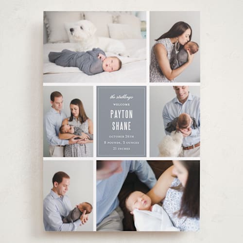 This is a graphite grand birth announcements with standard by Sara Hicks Malone called distinguished printing on recycled smooth signature in grand