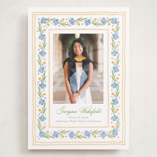 This is a sky graduation announcements with standard by Melanie Kosuge called blooming printing on recycled smooth signature in grand