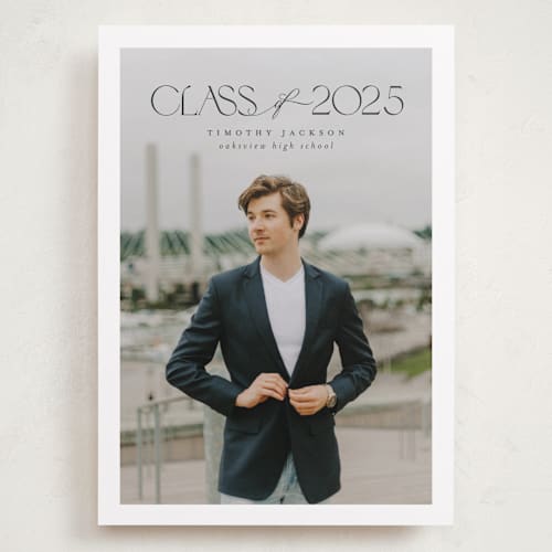 This is a charcoal graduation announcements with standard by Nicole Walsh called class printing on recycled smooth signature in grand