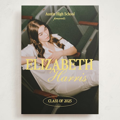 This is a butter graduation announcements with standard by Helena Vitto called good times co. printing on recycled smooth signature in grand