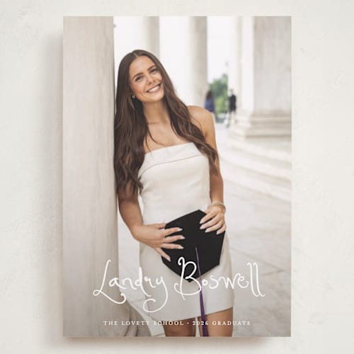 This is a cotton graduation announcements with standard by Sara Hicks Malone called westminster printing on recycled smooth signature in grand