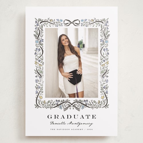 This is a ink graduation announcements with standard by Petra Kern called floristica printing on recycled smooth signature in grand