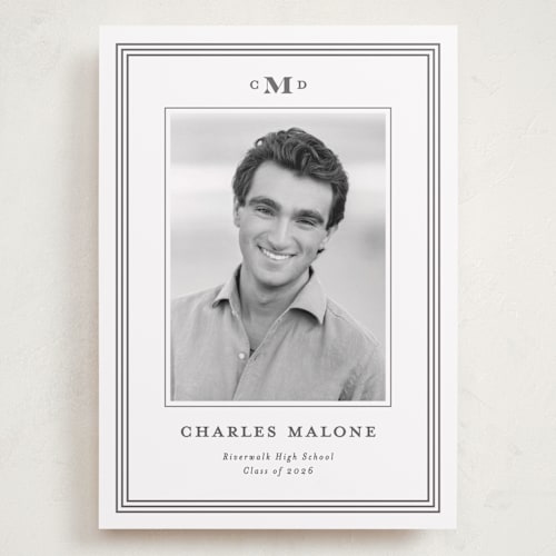 This is a steel graduation announcements with standard by Creo Study called timeless impressions printing on recycled smooth signature in grand