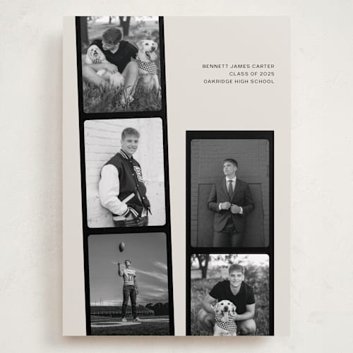 This is a shadow graduation announcements with standard by taylorVdesign called highlight reel printing on recycled smooth signature in grand