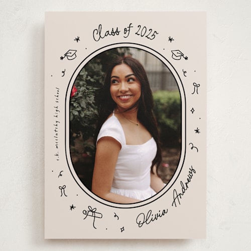 This is a onyx graduation announcements with standard by Ashley Iwafuchi called illustrated grad printing on recycled smooth signature in grand