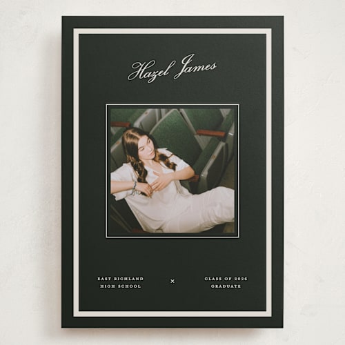 This is a jade graduation announcements with standard by Pixel and Hank called prepped printing on recycled smooth signature in grand