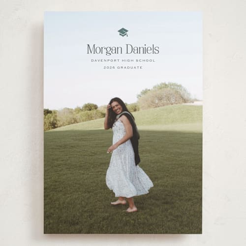 This is a fairway graduation announcements with standard by Carolyn MacLaren called elated cap printing on recycled smooth signature in grand