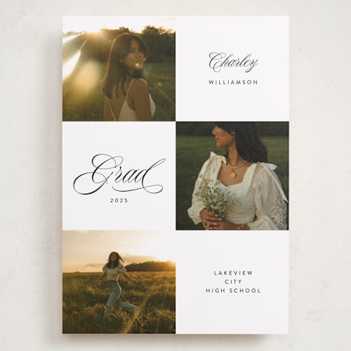 This is a cotton graduation announcements with standard by Kate Ahn called checked printing on recycled smooth signature in grand