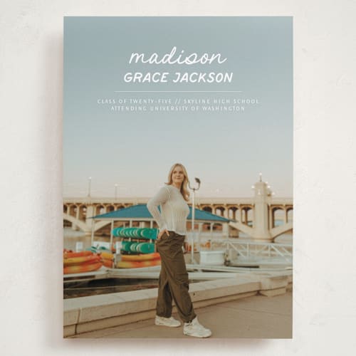 This is a snow graduation announcements with standard by Stephanie Heinrich Godbout called handwritten stack printing on recycled smooth signature in grand