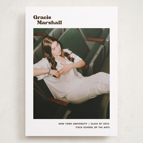 This is a espresso graduation announcements with standard by Megan Davis called vinyl printing on recycled smooth signature in grand