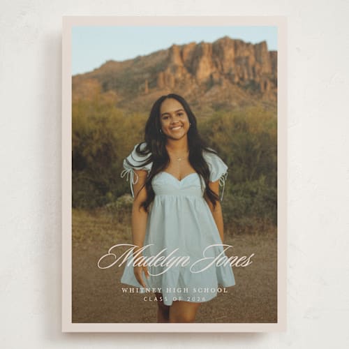 This is a sand graduation announcements with standard by Megan Cash called fluid printing on recycled smooth signature in grand