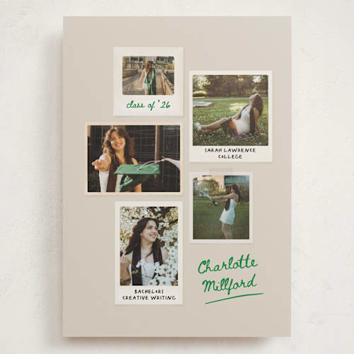 This is a cement graduation announcements with standard by Kamala Nahas called ephemeral printing on recycled smooth signature in grand