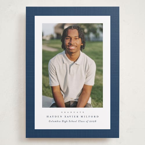 This is a jeans graduation announcements with standard by Lea Delaveris called linen frame printing on recycled smooth signature in grand