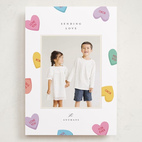 This is a pastel valentines day with standard by Ellen Schlegelmilch called candy hearts printing on recycled smooth signature in grand