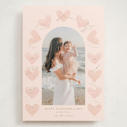 This is a peach valentines day with standard by Corinne Malesic called cupid printing on recycled smooth signature in grand
