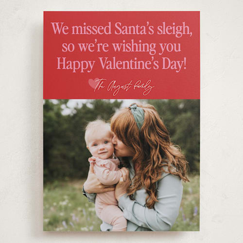 This is a apple valentines day with standard by Jackie Crawford called missed the sleigh printing on recycled smooth signature in grand