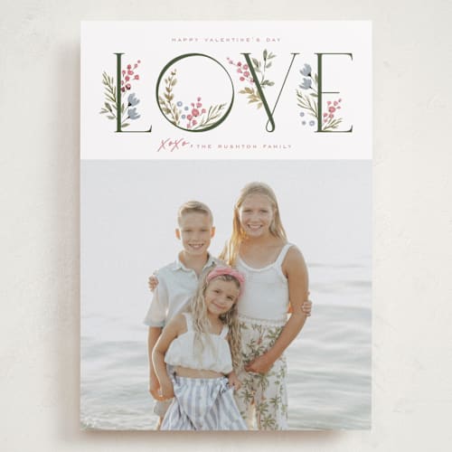 This is a rose valentines day with standard by Wildfield Paper Co called delphinium printing on recycled smooth signature in grand