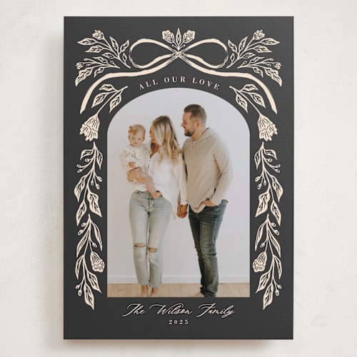 This is a charcoal valentines day with standard by Megan Cash called vintage ribbon printing on recycled smooth signature in grand