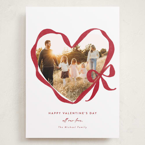 This is a cherry valentines day with standard by Rebecca Durflinger called ribbon bow heart printing on recycled smooth signature in grand