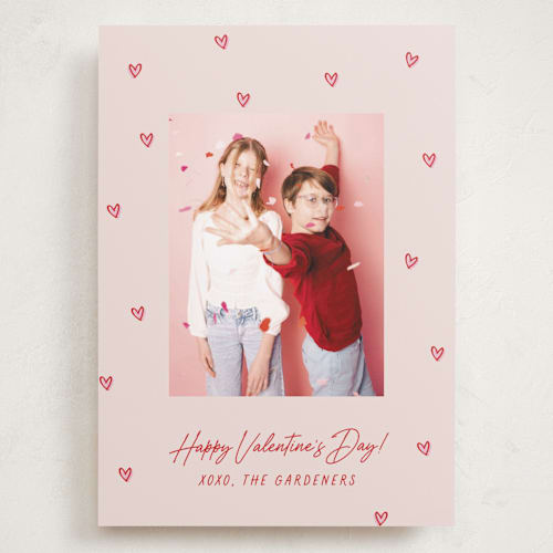 This is a blush valentines day with standard by Hooray Creative called handdrawn scattered hearts printing on recycled smooth signature in grand