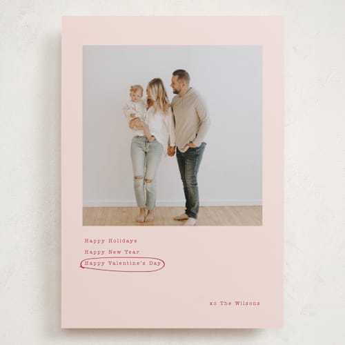 This is a blush valentines day with standard by Baumbirdy called always happy printing on recycled smooth signature in grand