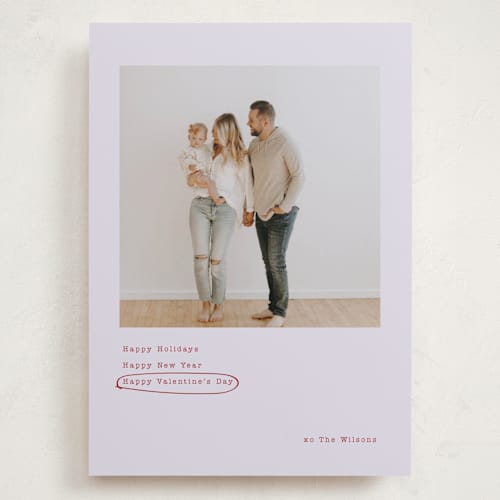 This is a lilac valentines day with standard by Baumbirdy called always happy printing on recycled smooth signature in grand