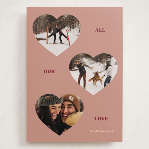 This is a dusty rose valentines day with standard by Ani Somi called threehearts printing on recycled smooth signature in grand