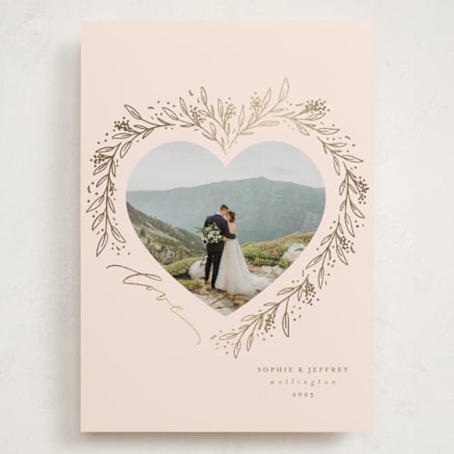 This is a love large valentines day cards with foil pressed by Erin German called botanical heart printing on recycled smooth signature in grand