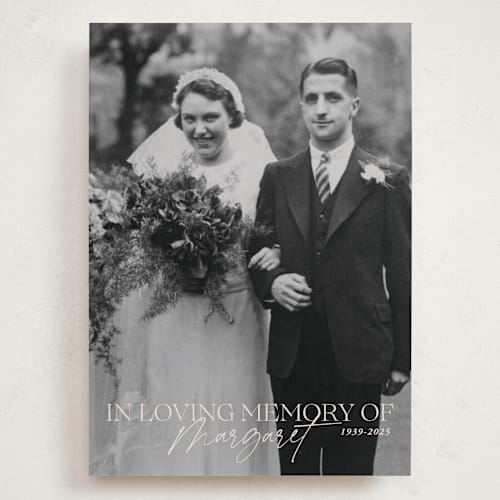 This is a almond memorial cards with standard by Sabrin Deirani called beloved and remembered printing on recycled smooth signature in grand