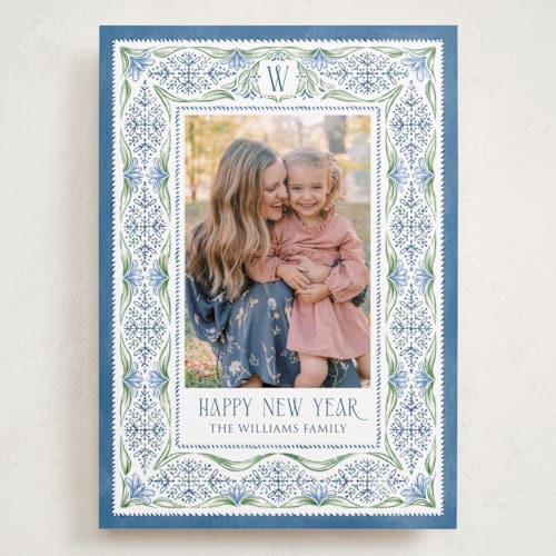 This is a frost holiday photo cards with standard by Paper Sun Studio called winter's lace printing on recycled smooth signature in grand