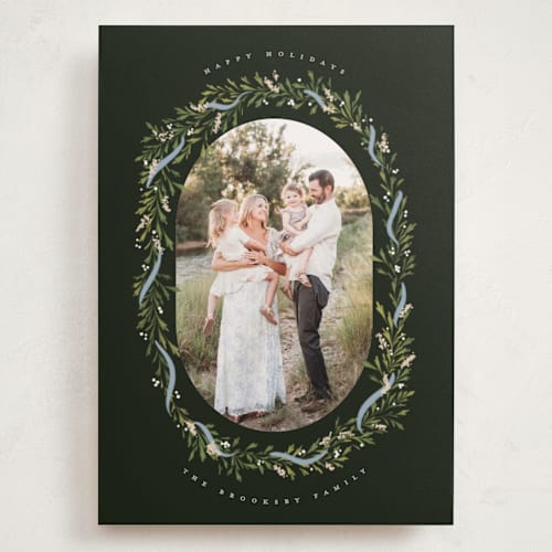 This is a juniper berry holiday photo cards with standard by Erin L. Wilson called juniper garland printing on recycled smooth signature in grand