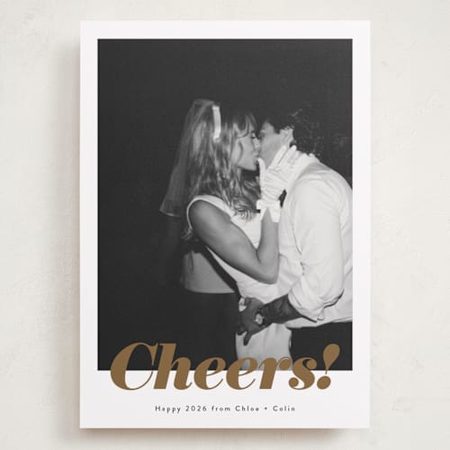 This is a ink holiday photo cards with standard by Emily Sabol Goss called glittering cheers printing on recycled smooth signature in grand