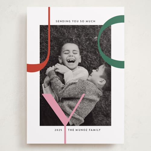 This is a holly holiday photo cards with standard by Annie Holmquist called big joy printing on recycled smooth signature in grand