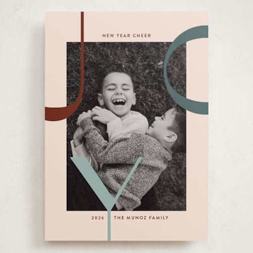 This is a cream holiday photo cards with standard by Annie Holmquist called big joy printing on recycled smooth signature in grand